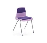 Qty 8 - Metalliform NP Upholstered School Classroom Chair With Seat & Back Pad, 14+ Years - 41wx40dx46h (cm), Light Grey Frame, Blue Seat, Scuba