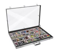 QTYORD Card Display Case, Aluminum Glass Display Case for Cards, XL Large Table Top Display Case with Lock, Portable Trade Show for Jewelry MTG Cards Collectible Cards