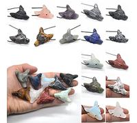 QTYQWC 1.4" Wolf Head Pendant Necklace Natural Stone Crystal Amethyst Quartz Aventurine DIY Handcrafts Animal Accessories Jewelry Gift,Tiger Eye