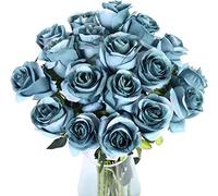 QTYQWC 10 Pcs Artificial Roses with Stems Real Touch Fake Velvet Silk Rose Flowers DIY Wedding Bouquets Floral Arrangements Party Home Decor