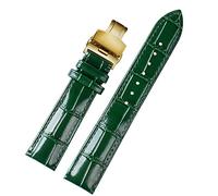 QTYQWC 18mm 20mm 22mm Bamboo Pattern Soft Cowhide Strap Men Butterfly Buckle Ostrich Leather Green Watchband Bracelet (Color : D RG Folding, Size : 22mm)