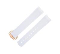 QTYQWC 20mm FKM Fluorous Rubber Curved End For Strap For Seamaster 300 Diving Stainless Fold Buckle Replacement WatchBands