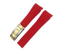 QTYQWC 20Mm Waterproof Silicone Watch Strap Deployment Buckle Watchband Adjustable Watch Band for Sub G/M/T-Orange Black Buckle/Green Rose Gold Buckle