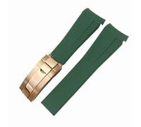QTYQWC 20Mm Waterproof Silicone Watch Strap Deployment Buckle Watchband Adjustable Watch Band for Sub G/M/T-Orange Black Buckle/Green Rose Gold Buckle