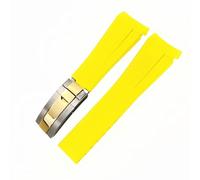 QTYQWC 20Mm Waterproof Silicone Watch Strap Deployment Buckle Watchband Adjustable Watch Band for Sub G/M/T-Orange Black Buckle/Green Rose Gold Buckle