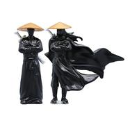 QTYQWC 2pcs Miniature Ninja Figurines - Resin Zen Garden Statues - Tiny Samurai Kimono Models for Home