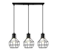 QTYQWC 3-Light Black Metal Chandelier Kitchen Island Pendant Light with Wire Cage Bedroom Suspended Lighting Adjustable Hanging Ceiling Light for Corridor Aisle Stairs Yearn for (B)