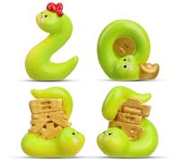 QTYQWC 4pcs Cute Snake Figurines Decor Sturdy Animal Statues for Home Adorable Tabletop Decorations for Chinese Year Symbol of Wisdom Power and Luck for Lunar Year Celebrations