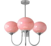 QTYQWC 5 Light Gold Globe Sputnik Chandelier Modern Pink Glass Sputnik Pendant Lights Kitchen Island Mid Century Brushed Brass Ball Chandelier Light Fixture,Chandelier Ceiling Fixtures