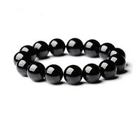 QTYQWC 8mm Genuine Black Natural Tourmaline Gemstone Crystal Stretch Bracelet