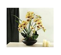 QTYQWC Artificial Orchid Flowers w/Ceramic Vase Simulation Phalaenopsis Bouquet Bonsai Fake Silk Flowers Potted Plants Home Decor Table Centerpiece Bathroom Ornaments