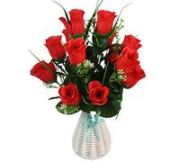 QTYQWC Artificial Silk Flowers with Vase Faked Flowers DIY Bouquets Arrangement Centerpiece for Home Decoration Table Centerpiece Office Wedding Party Decoration