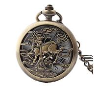 QTYQWC Automatic Mechanical Pocket Watch Half Hunter Case Steampunk Skeleton Dial for Men Women