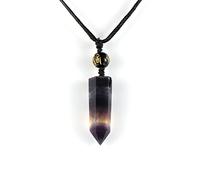 QTYQWC Bullet Hexagonal Statement Fluorite Pendant Necklace Quality Natural Gem Stone Crystal Pendants Pendulum Chakra Jewelry