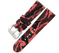 QTYQWC Butterfly Clasp Rubber Watchband 24Mm 26Mm for Luminor Submersible Colorful Silicone Sport Watch Strap/Camo Red Silver 1/26Mm