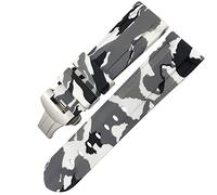 QTYQWC Butterfly Clasp Rubber Watchband 24Mm 26Mm for Luminor Submersible Colorful Silicone Sport Watch Strap/Camo Wht Silver 2/26Mm