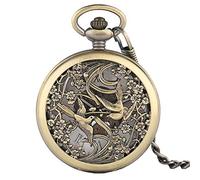 QTYQWC Carving Skeleton Automatic Mechanical Pocket Watch Chain Steampunk Copper Men Women Watches Luxury Bronze Clock Gift