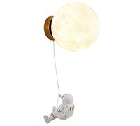 QTYQWC Children's Room Wall Sconce Resin Astronaut Wall Mount Light Creative Moon Wall Lamp, Art Deco Explore Lighting Fixture Globe Night Lamps for Girls Boys Bedroom, G9 Socket ()