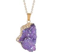 QTYQWC Crystal Stone Pendant Necklace Irregular Natural Rainbow Stone Necklaces For Women