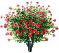 QTYQWC Exotic Dried Flower Bouquet 18 Bundles Artificial Flowers, Spring Outdoor Fake Flowers for Garden Porch Window Box Décor Porch Decoration, Bedroom Decoration, Dining Table(Red)