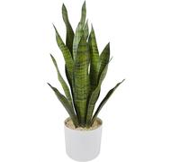 QTYQWC Exotic Dried Flower Bouquet 27" Artificial Snake Plant, Green Sansevieria with Pot for Indoor Home Office Decoration(Yellow)