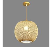 QTYQWC Farmhouse Bamboo Weaving Pendant Lights for Bedroom,Globe Wicker Kitchen Island Lighting Fixtures Colorful Rattan Dome Hanging Light Yearn for (White 37x32cm)
