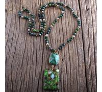 QTYQWC Fashion Jewelry Natural Stones Crystal Stone Knotted Semi Precious Stone Boho Multi Pendant Necklace Women Gift