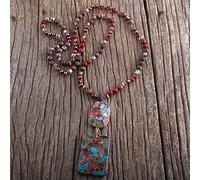 QTYQWC Fashion Jewelry Natural Stones Crystal Stone Knotted Semi Precious Stone Boho Multi Pendant Necklace Women Gift
