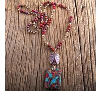 QTYQWC Fashion Jewelry Natural Stones Crystal Stone Knotted Semi Precious Stone Boho Multi Pendant Necklace Women Gift