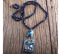 QTYQWC Fashion Jewelry Natural Stones Crystal Stone Knotted Semi Precious Stone Boho Multi Pendant Necklace Women Gift