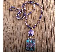 QTYQWC Fashion Jewelry Natural Stones Crystal Stone Knotted Semi Precious Stone Boho Multi Pendant Necklace Women Gift