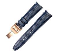 QTYQWC for IWC IW344205 Portuguese Chronograph Pilot Portofino Folding Buckle Strap 22mm Woven Cowhide Leather Watchband (Color : Blue-Rose Gold A, Size : 20mm)
