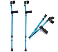 QTYQWC Forearm Crutches Foldable, Lightweight Adults Ergonomic Canes, Aluminum Adjustable Crutches for Walking, Suitable for The Elderly, Disableds (Color : Blue, Size : 1 Count) Double The Comfort