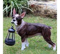 QTYQWC Garden Solar Puppy Statue,Outdoor Solar Powered Lights Funny Dog Figurines Ornaments,Car Paint FRP Weatherproof,Animal Lawn Decor,Illumination 8h,L