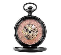 QTYQWC Golden Sliver Smooth Automatic Mechanical Pocket Watch Chain Hand Winding Hollow Pocket Watch for Men Women
