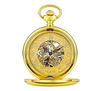QTYQWC Golden Sliver Smooth Automatic Mechanical Pocket Watch Chain Hand Winding Hollow Pocket Watch for Men Women