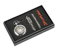 QTYQWC Hand Winding Mechanical Pocket Watch Silver Metal Web Case Hand Winding Watch Sets + Box Bag/D
