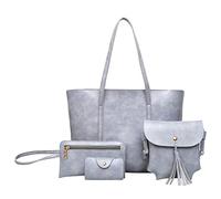 QTYQWC Laptop Handbags For Women Mens Shoulder Bag Small Leather Casual Women Handbag 4 Set Shoulder Bag Handbag Tote Holder Shopper Purse Bags Backpack With Laptop Compartment Ladies Handbags