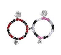 QTYQWC Matching Bracelets for Couples-Energy Stone Spider Web Charm-Stretch Beaded Bracelets-Friendship Bracelets for 2 Party Jewelry Valentines Gift