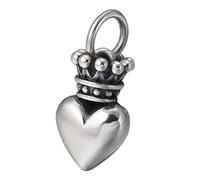 QTYQWC Men's Women's Solid 925 Sterling Silver Puffed Heart Crown Pendant Charm for Bracelet Necklace