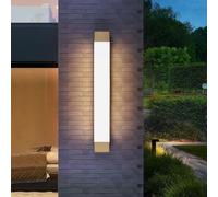 QTYQWC Modern Wall Light, Stainless Steel Outdoor LED Minimalist Long Strip Sconces with 3000K Warm White, IP65 Waterproof, Porch Light Fixtures for Garden, Garage