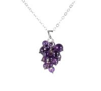 QTYQWC Natural Stone Grape Bunch Statement Necklace Pink Crystal Labradorite Charm Pendant Choker Necklace Jewelry