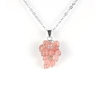 QTYQWC Natural Stone Grape Bunch Statement Necklace Pink Crystal Labradorite Charm Pendant Choker Necklace Jewelry