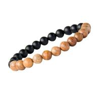 QTYQWC Natural Wood Beads Bracelets Black Matte Prayer Bead Bracelet Wooden