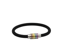 QTYQWC New 2025 5Pcs/Lot Black Steel Wire Bracelet Women Men Stainless Steel Gay Pride Rainbow Magnitic Bracelet Gift Pulseira Lesbian Decoration Jewelry Luxury Trendy Best For Gift