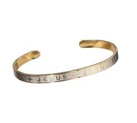 QTYQWC New 2025 New Exquisite and Elegant Letter Jesus Cross Stainless Steel Open Bracelet for Women's Casual Travel Simple Amulet Jewelry Gift Fashion Accessories Creative Gift