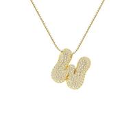 QTYQWC New 2026 925 Sterling Silver Full Diamond Fat Letter Necklace For Her Gift Cute Jewelry Accessories Fashion Trendy Creative