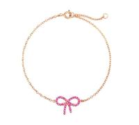 QTYQWC New 2026 Unisex Monkton S925 Sterling Silver Pink Zirconia Bow Bracelet For Women Style Rose Gold Plated Bowknot Jewelry 리본반지 Decoration Luxury Accessories Trendy For Women And Men