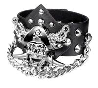 QTYQWC New 2026 Unisex Stainles Stell Punk Rock Men's Leather Rope Bracelet Pirate Skeleton Head Cool Pu Rivet Chain Best Gifts Jewelry Fashion Trendy Accessories Creative Gift For Women And Men