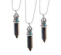 QTYQWC One Pieces Bohemian Ethnic Vintage Hexagon Bullet Shape Natural Stone Crystal Pendants With Beads Chain